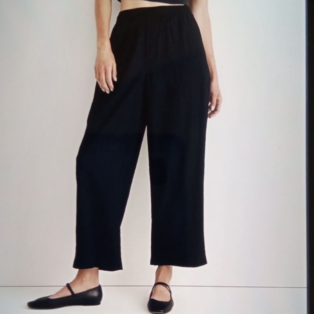 Madewell Breezewoven High Waist Straight Leg Pull On Pants True Black Sz Small